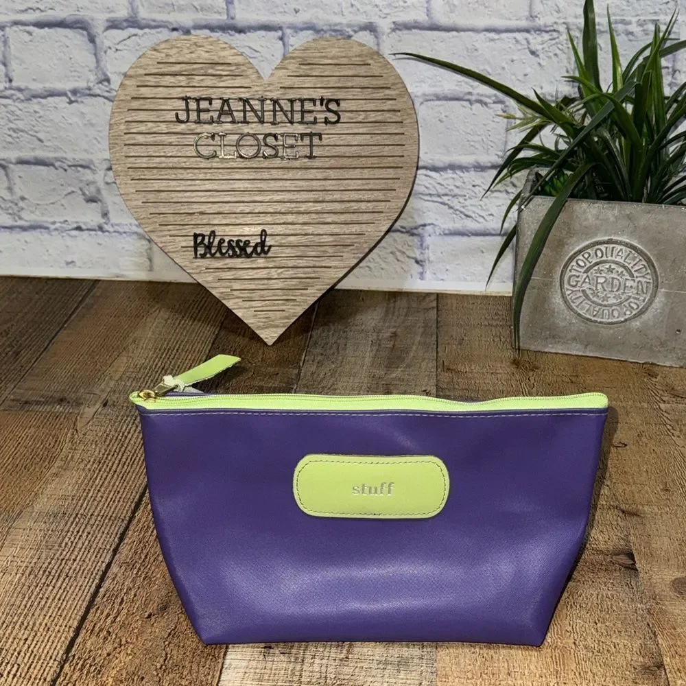Jon Hart Design Grande Make Up Bag Zippered Pouch Cosmetic Toiletry Purple Green